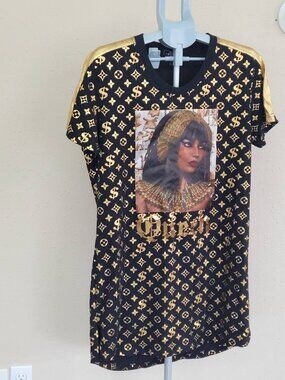 Bare Fox Queen t-shirt dress LOGO $ Cleopatra Screenprint Large